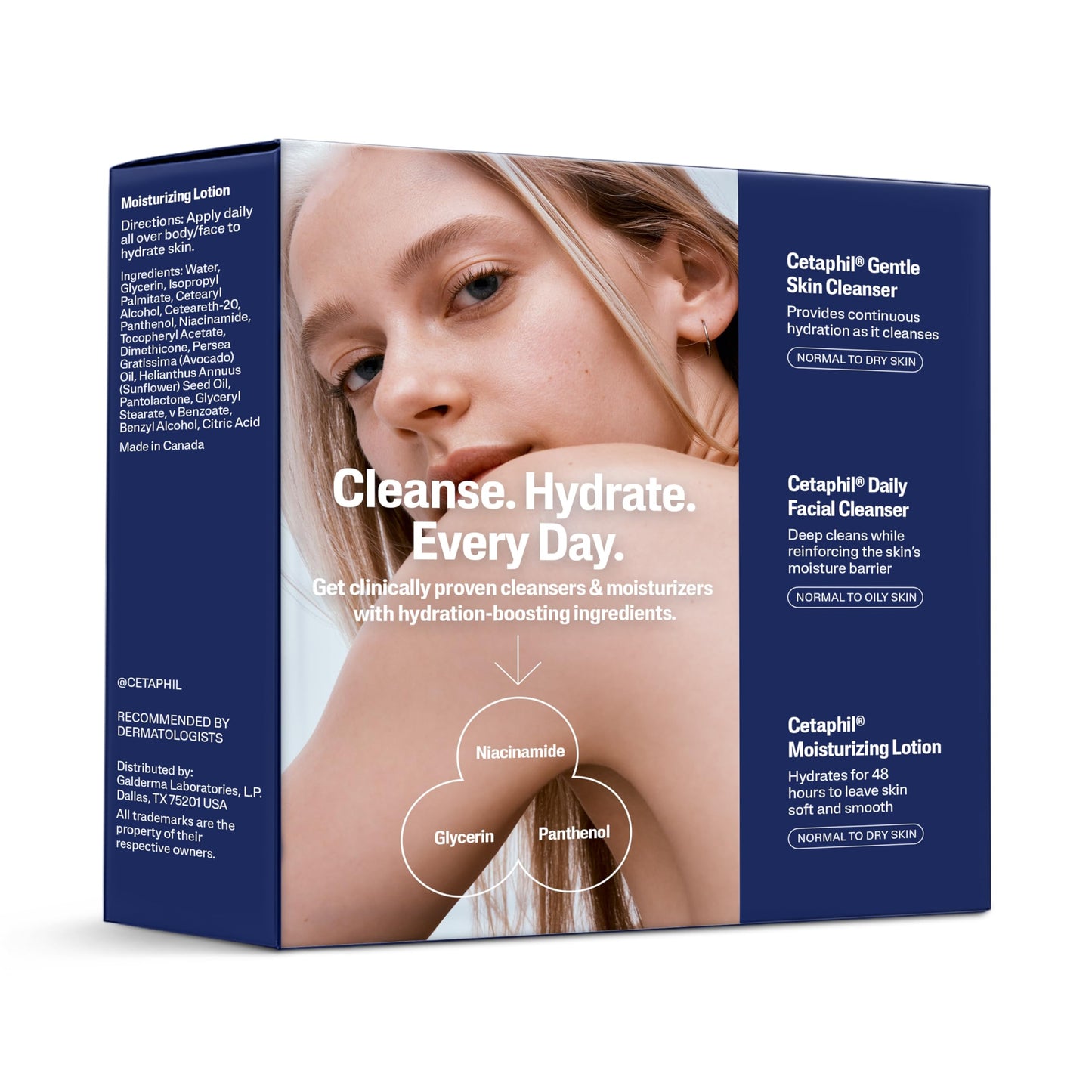 CETAPHIL Skincare Gift Set & Travel Companion for Sensitive Skin | Gentle Skin Cleanser, Daily Facial Cleanser, 2 x Moisturizing Lotion | TSA Approved | Dermatologist Recommended Brand