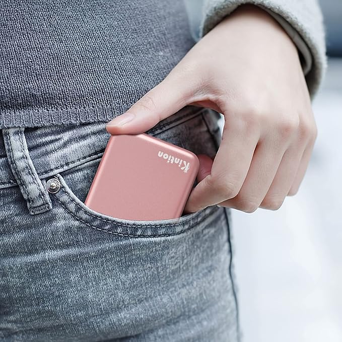 Kintion Pocket Mirror, 1X/3X Magnification LED Compact Travel Makeup Mirror with Light for Purse, 2-Sided, Portable, Folding, Handheld, Small Lighted Mirror for Gift, Rose Gold