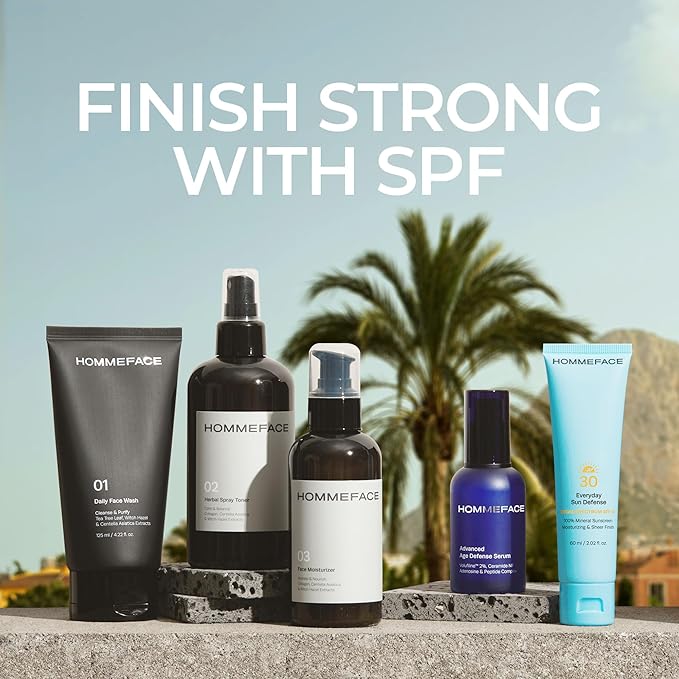HOMMEFACE Everyday Sun Defense Broad Spectrum SPF 30 - Daily Mineral Face Moisturizer, Facial Sunscreen Lotion, Reef-Safe, Non-Greasy, 2.02 Fl. Oz.