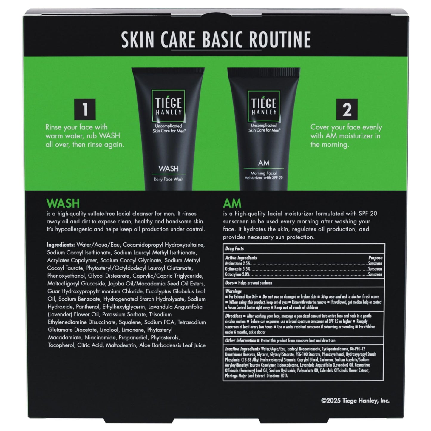 Tiege Hanley Men’s Basic Skin Care Set – Hydrating Face Wash & Daily Moisturizer with SPF 20 – Basic Facial Kit for Men – Sensitive Skin Safe, Lightweight & Non-Greasy - Easy and simple skincare