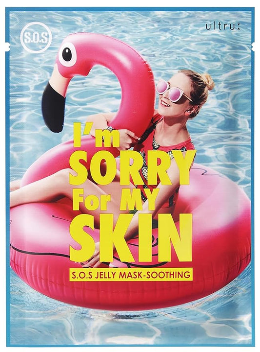 I'M SORRY FOR MY SKIN Jelly Face Mask Korean Skin Care, Hydrating Face Masks Skincare Set, Self Care Items for Glow Beauty, Teacher Appreciation Gifts for Women, Pack of 10 (Cooling SOS Soothing Mask)