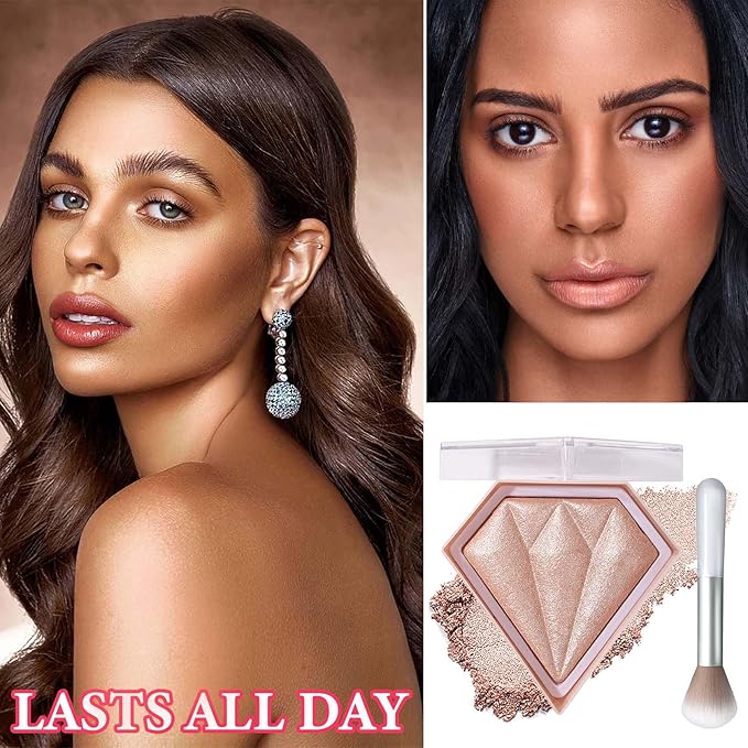 Face Glitter Blush Shimmer Waterproof Highlighter Blusher Powder,Facial