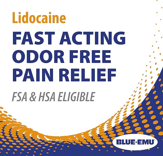 BLUE-EMU Lidocaine Pain Relief Cream for Fast, Numbing Relief, 2.7 Oz, 1 Pack