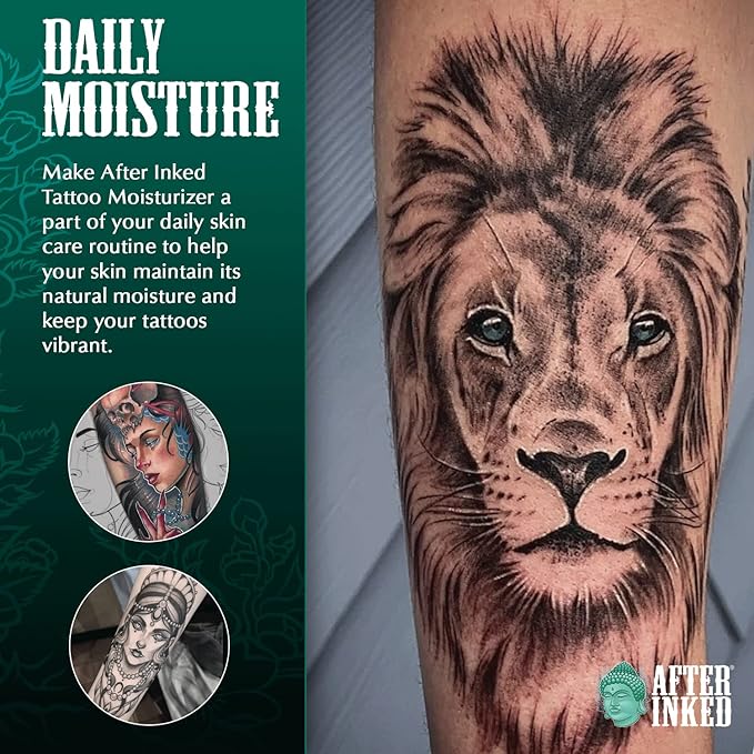 After Inked Tattoo Aftercare Lotion – Moisturizing Balm for Inked Skin, As Seen on INK MASTER – Hydrating Cream with Grape Seed Oil, Skin Nourishment & Daily Maintenance – 3 Fluid oz Tube (1-Pack)