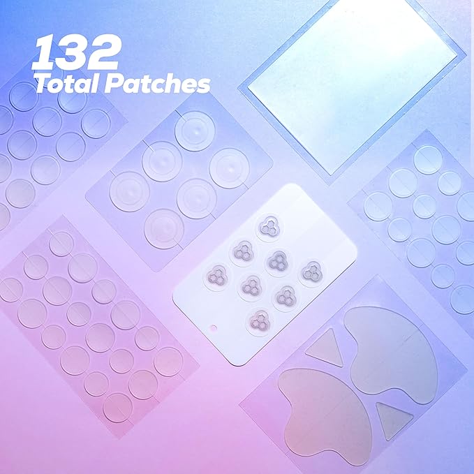 Hanhoo Blemish Patch Discovery Kit, 132 Total Patches, Hydrocolloid Pimple Patches, For Acne, Dark Spots, and Clogged Pores, Shrinks Pimples, Acne Spot Patches, Pore Patches, Microneedle Patches