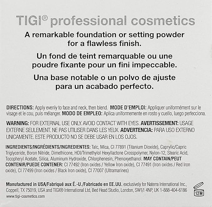 TIGI Cosmetics Powder Foundation, Entice, 0.37 Ounce