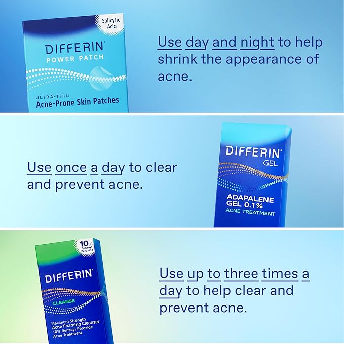 Differin Acne Patches, Pimple Patches for Acne Prone Skin, Formulated with Salicylic Acid and Centella, Fast Triple Action Power Patch for Day & Night, Dermatologist Tested, 36 Count