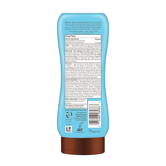 Hawaiian Tropic Everyday Active Sunscreen Lotions SPF 50 and SPF 15, Both 8oz