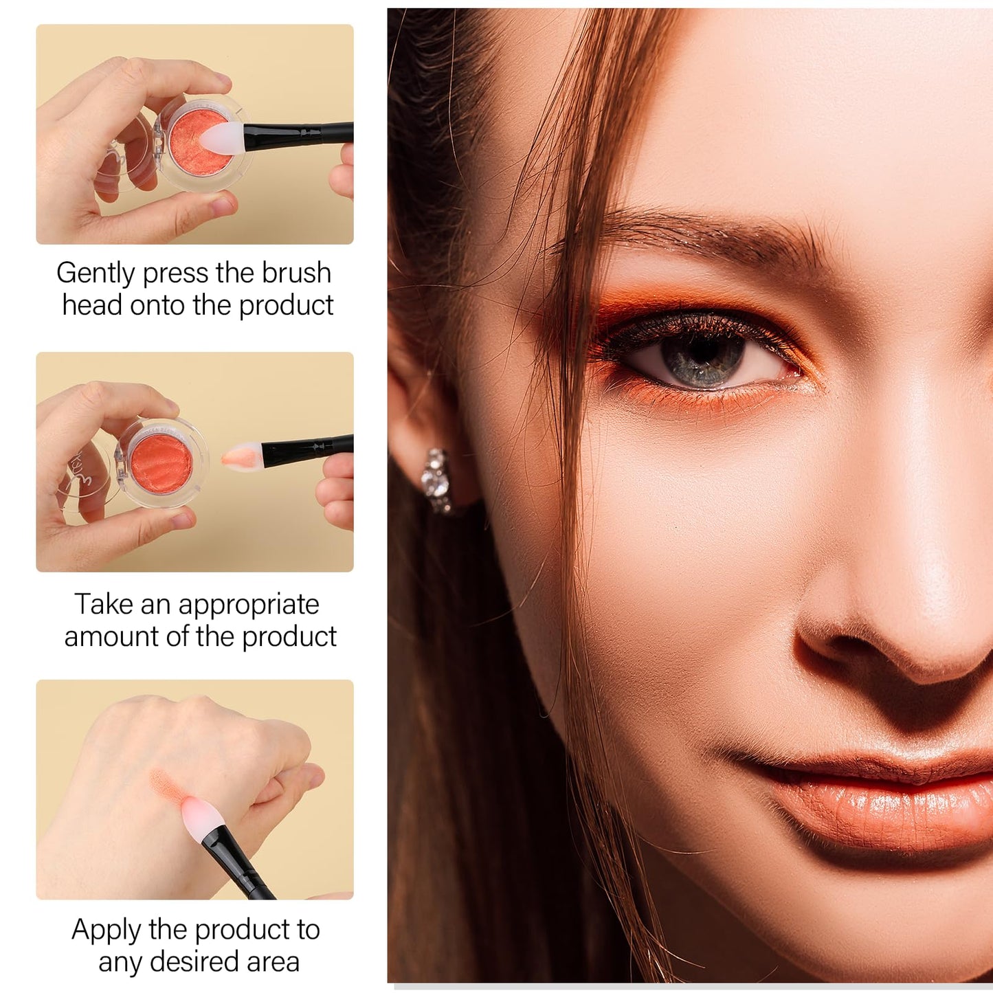 3 Pcs Silicone Makeup Applicator Shadow Brush Eyeshadow Applicators Eyeshadow Brush Lip Mask Makeup Brushes for Liquid Eye Shadow Applying Cream