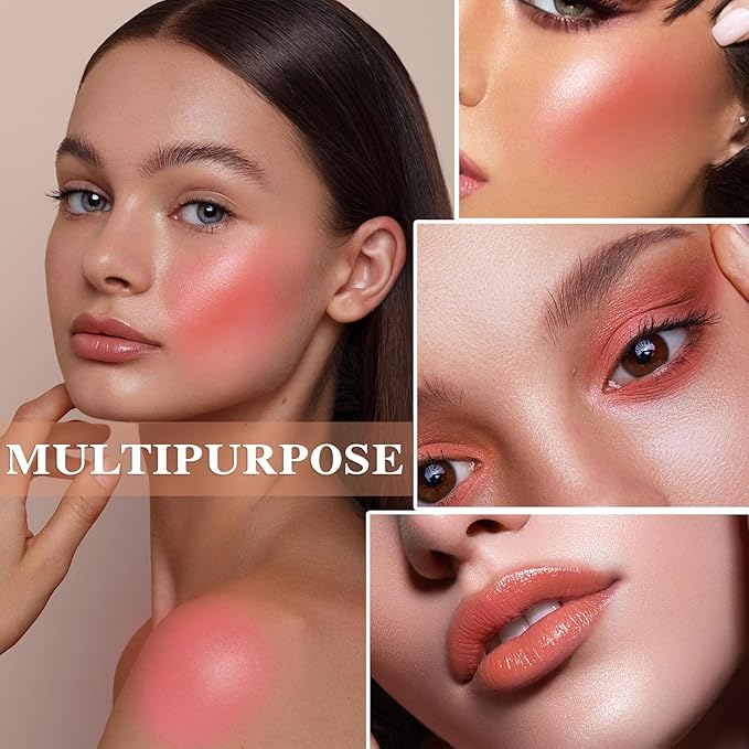 Cream Blush Stick with Brush,Waterproof Multi Cream Blush Skin C6