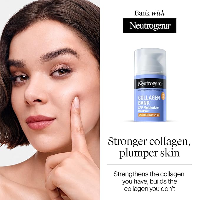 Neutrogena Collagen Bank Face Moisturizer, Broad Spectrum SPF 30 Anti-Aging Face & Neck Collagen Cream, Micro-Peptides, No White Cast 2 fl oz & Trial Size Hydro Boost Facial Cleanser, 0.5oz