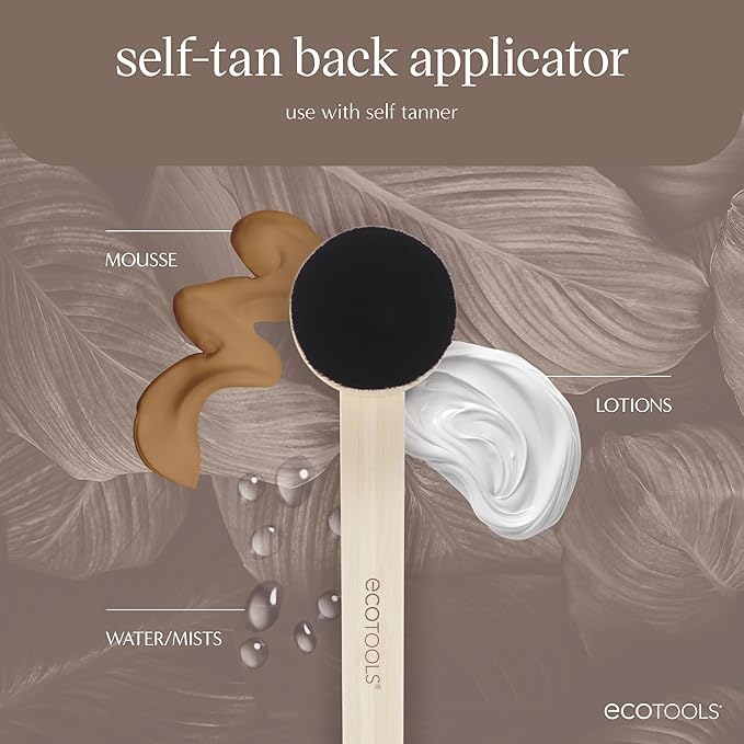 EcoTools Good Tan Self-Tan Back Applicator, Back Brush For Applying Self-Tan, Long Handle For Controlled Sunless Tanning, Eco Friendly Back Tanning Applicator, Vegan, & Cruelty Free, 1 Count