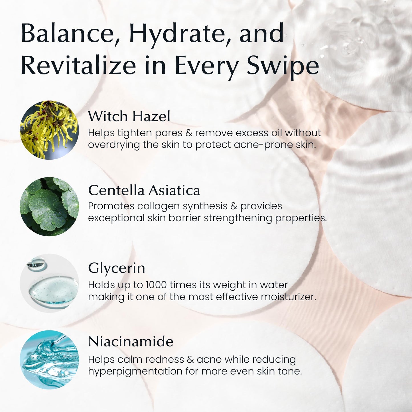 La Pure Korean Toner Pads With Witch Hazel - 100 Ct | Hydrating, Exfoliating Pads & Pore Care Korean Skincare - Gentle, Alcohol-Free, with Glycerin and Centella for Sensitive Skin by La Pure Cosmetics