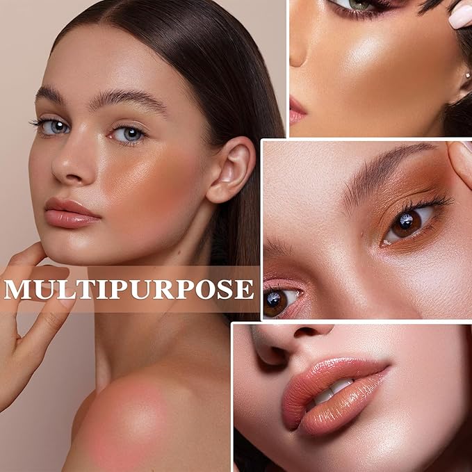 Cream Blush Stick with Brush,Waterproof Multi Cream Blush Skin F6