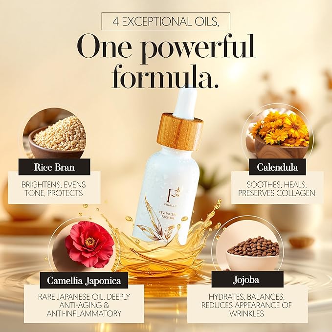 100% Organic Tsubaki Face Oil & Under-Eye Serum. With Jojoba, Calendula, & Rice Bran - Hydrating & Brightening for Glowing Skin, Dark Spots & Even Skin Tone, Moisturizing Anti Aging Serum by Finally