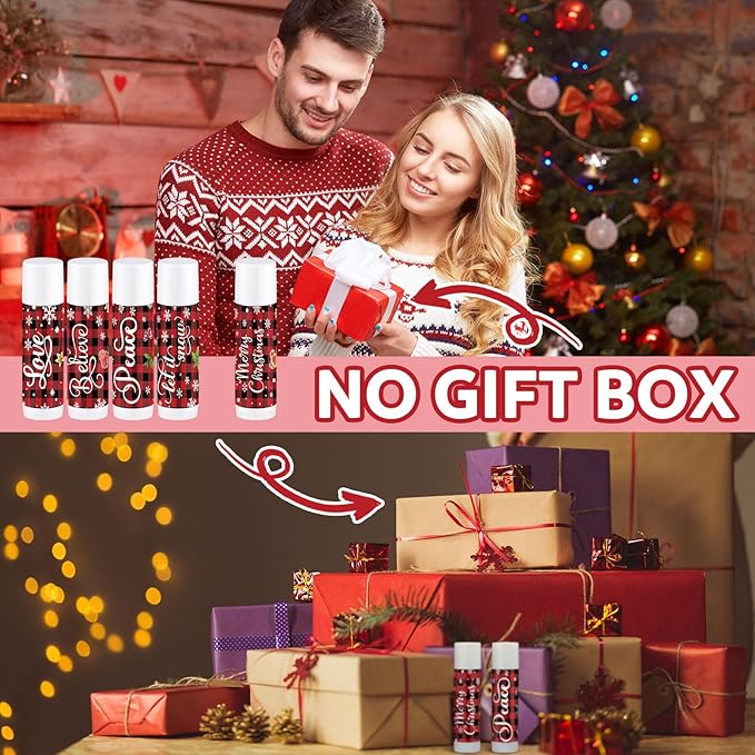 Dunzy 50 Pcs Christmas Lip Balm Moisturizing