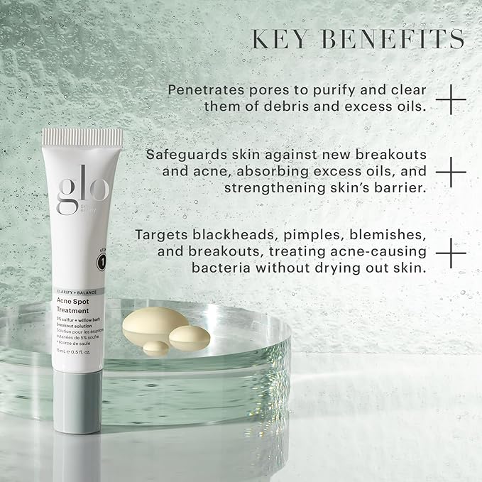 Glo Skin Beauty Acne Spot Treatment - With 5% Sulfur Targets Breakouts For Acne-Prone and Oily Skin