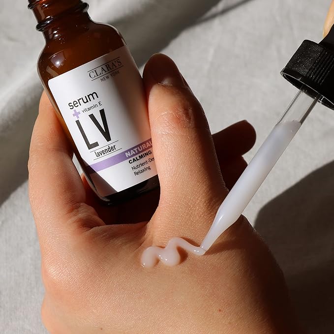CLARA'S NEW YORK Lavender in Squalen Facial Serum with Vitamin E for Soothing, Calming and Moisturizing - Lightweight Formular 30ml /1Fl oz - Made In USA