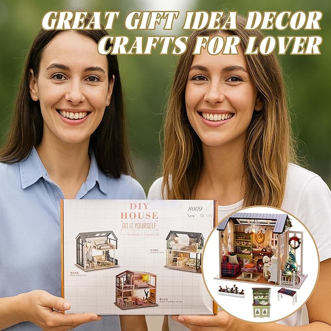 Kisoy Romantic and Cute Dollhouse Miniature DIY House Kit Creative Room Perfect DIY Gift for Friends,Lovers and Families (Sunny Holiday Time)