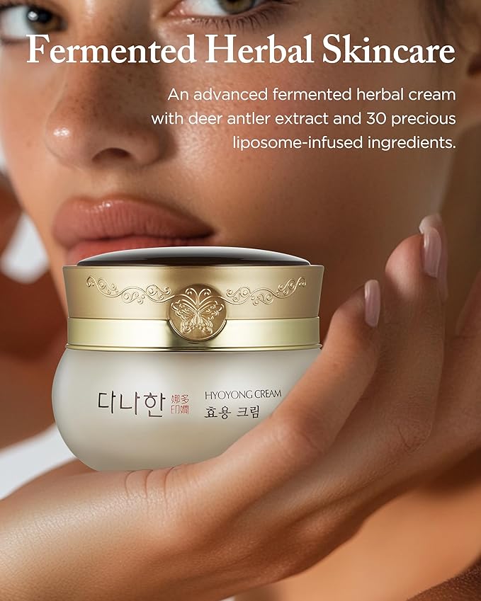 Hyoyong Cream Korean Traditional Herbal Fermented Face Moisturizer Anti-Aging Formula with Royal Jelly, Lecithin for Firmness Elasticity Intensive Nourishing, 1.69 oz.