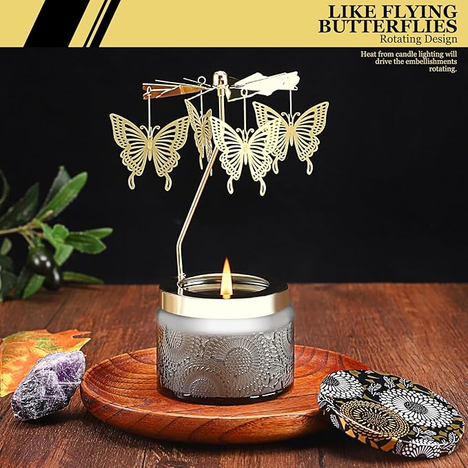 Butterfly Gifts for Women, Rotatable Candle Gifts, Vanilla Cream Scented Candles Anniversary Christmas Thanksgiving, Unique Butterfly Best Girl, Friends,Mom, Gray