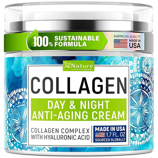 Collagen Cream for Face with Retinol & Hyaluronic Acid - Face Moisturizer for Women & Men - Skin Tightening & Firming - Anti Aging Daily Face Moisturizer in an Airless Pump - Intense Hydration - 1.7oz