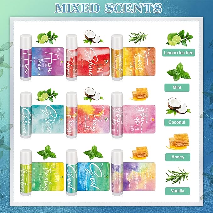 Fumete 50 Sets Christian Lip Balms Gifts