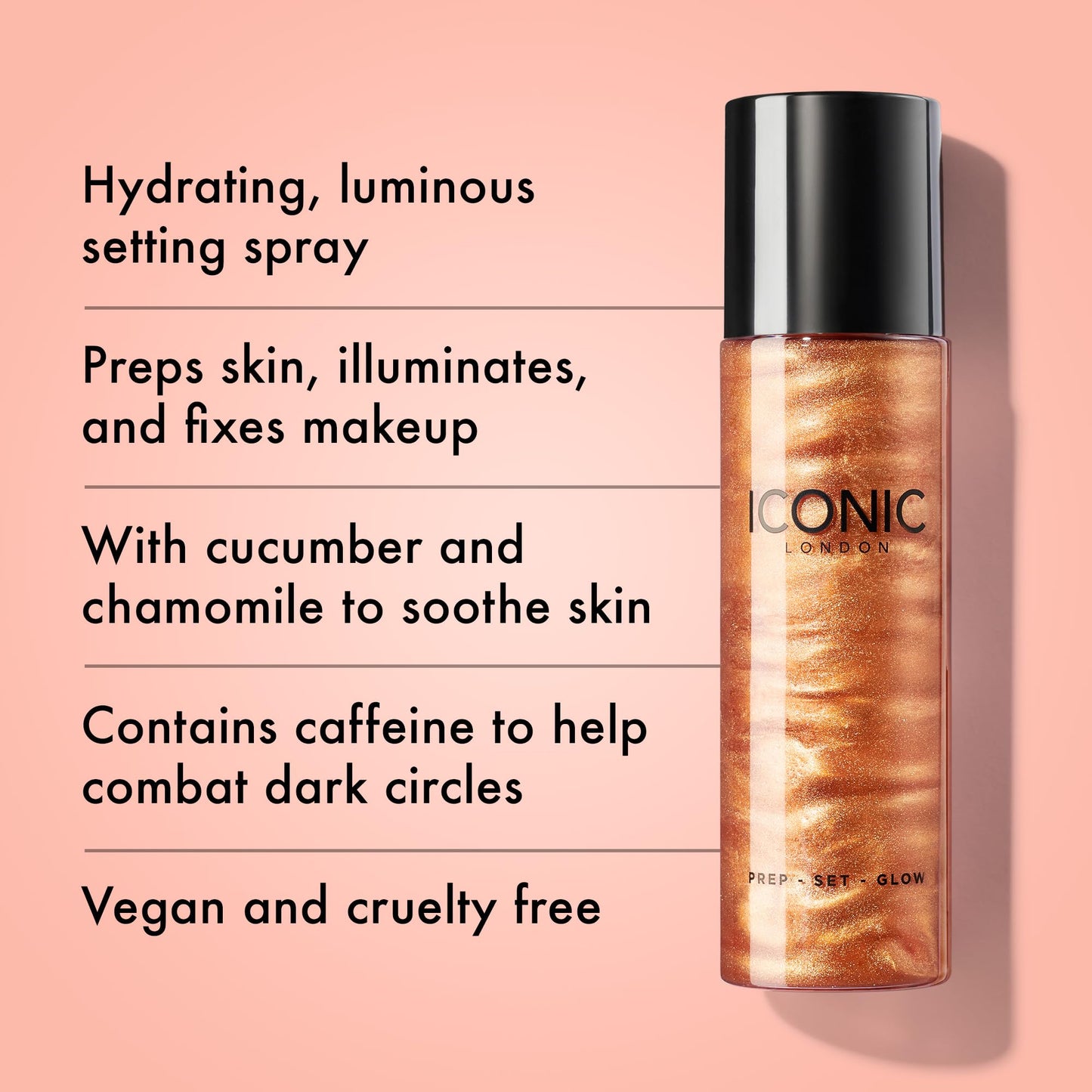 ICONIC LONDON Prep-Set-Glow | Hydrating + Setting + Glowing Spray, 3-in-1 Formula for a Dewy, Radiant Finish