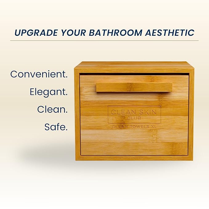 Clean Skin Club Luxe Bamboo box with Drawer + 50 XL Towels