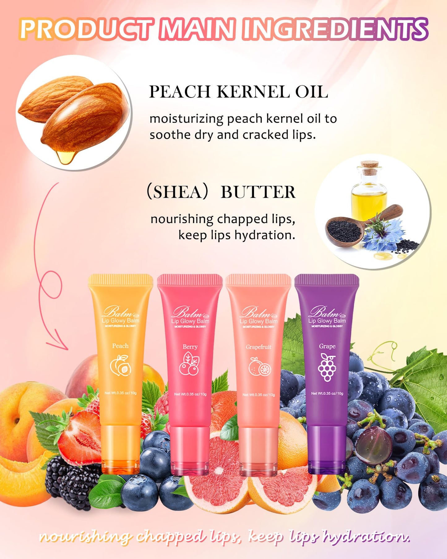 Lip Glowy Balm,Hydrating Nourishing Repair Sleeping Lip Mask,Glossy Finish Lip Moisturizer,Smooth Cracked Chapped Dry Lip,Lip Care Therapy Treatment,Women's Day Makeup Gift for Women-3#Grapefruit