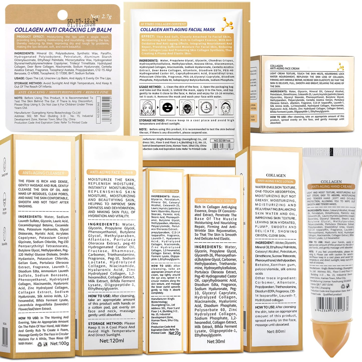 Collagen Skin Care Set,13-In-1 Travel Skincare Kits for Firming Skin, Shrink Pores, Anti Aging Skincare Set for Reduce Wrinkles.Smooth Fine Lines.Hydrating,Facial Kits for Women & Girls.