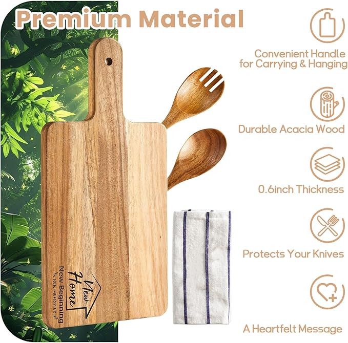 7Pcs Housewarming Gifts New Home, House Warming Gift Ideas, New Apartment Closing Gifts for Home Buyers Clients, Kitchen Wooden Cutting Boards Gift Set for Women Men Homeowner Couple Neighbor Hostess