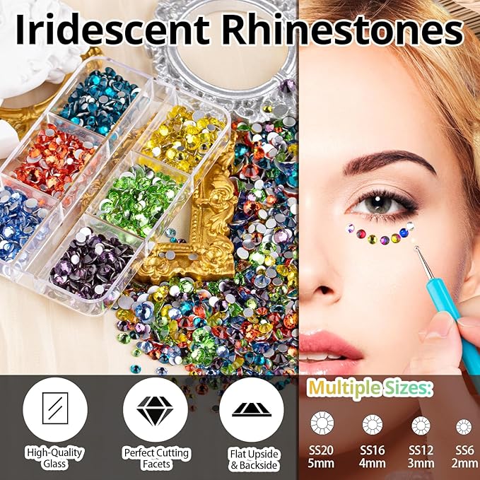 Colorful Face Gems for Makeup Set, Clear Glass