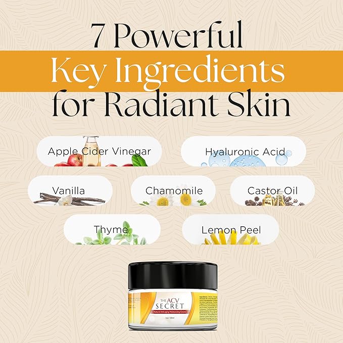 The ACV Secret Skin Moisturizer - Hydrating Cream with Apple Cider Vinegar, Hyaluronic Acid, Castor Oil, and More - Protect and Restore Skin - Physician Formulated - 30 ml