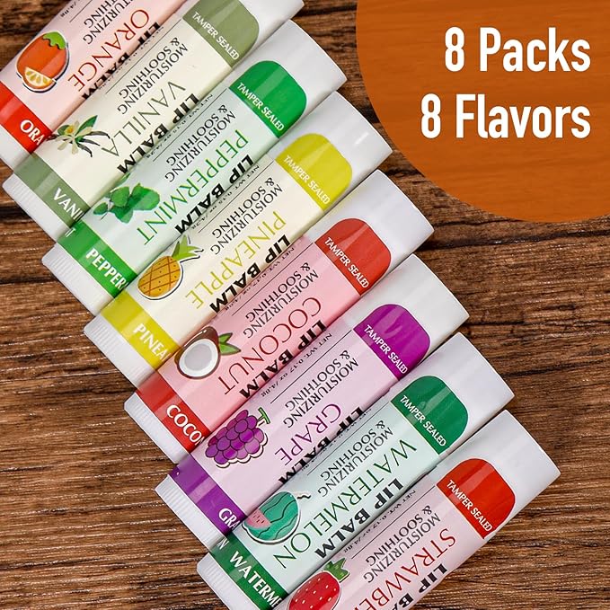 AZEN 8 Pack Lip Balm Stocking,