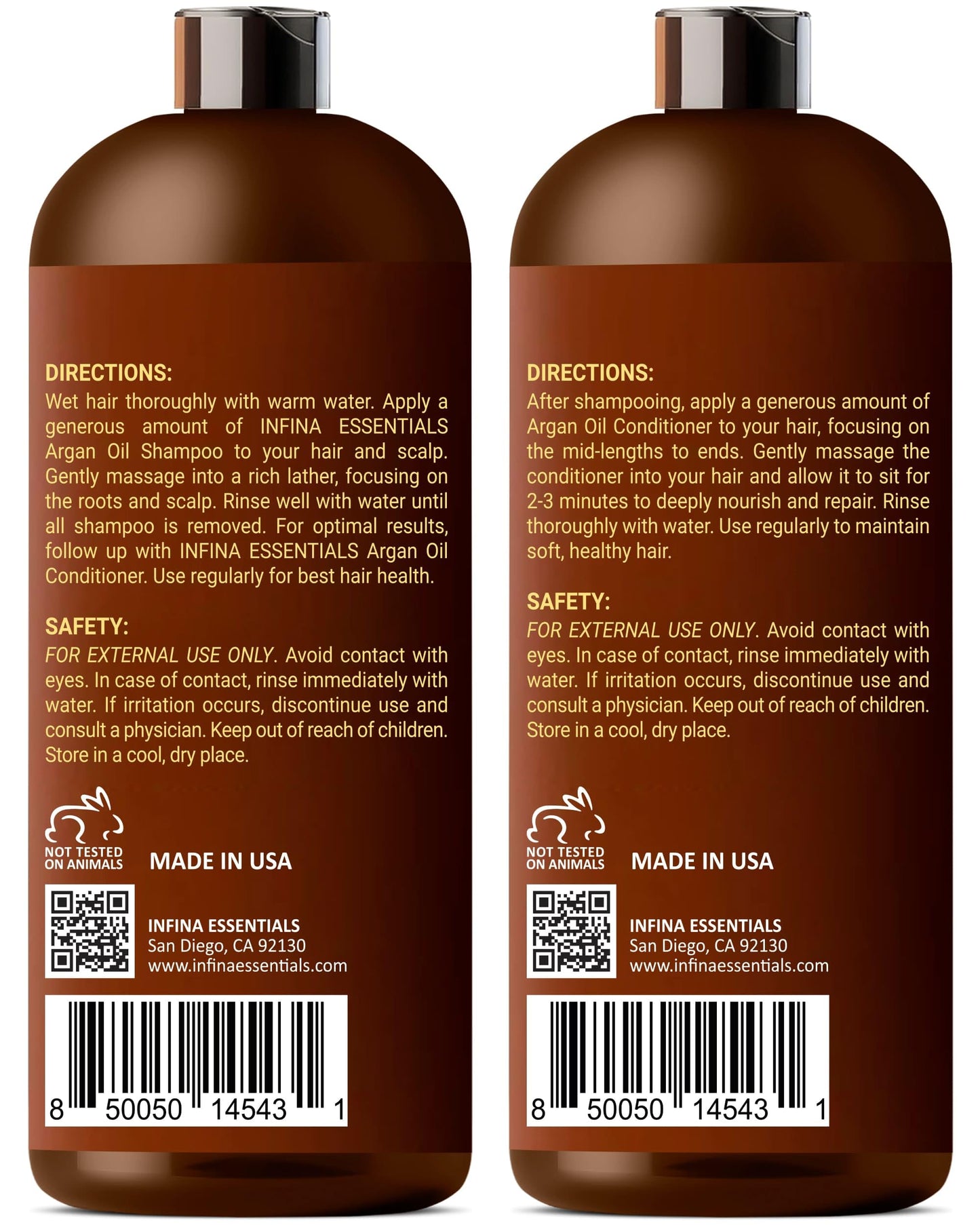 Argan Oil Shampoo and Conditioner Set for Men and Women - Hydrating and Nourishing Sulfate Free Shampoo Conditioner Set for All Hair Types - Hydrating and Nourishing Daily Hair Care - 16 fl oz Each