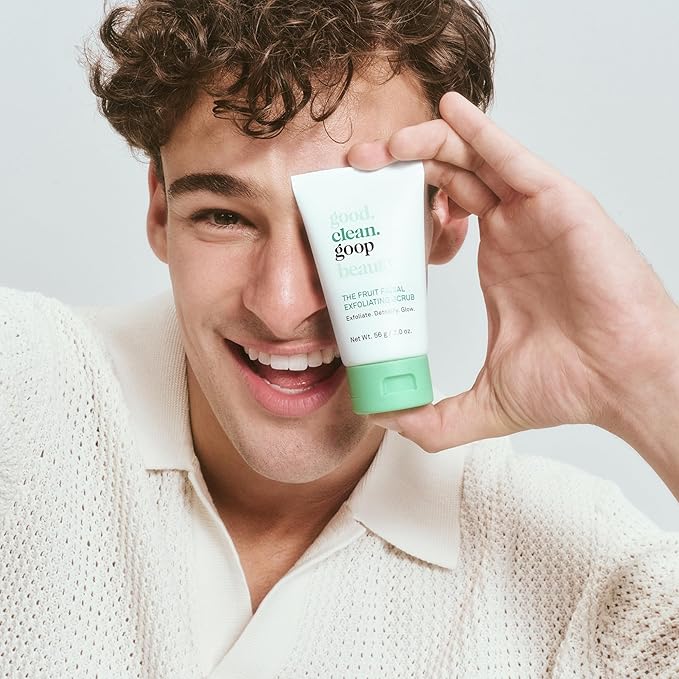 good.clean.goop beauty The Fruit Facial Exfoliating Scrub | Gentle Face Exfoliator to Smooth Skin Texture | AHA Glycolic Acid, Grape Seed Exfoliant & Chia Seed Oil | Cruelty Free | 2 fl oz