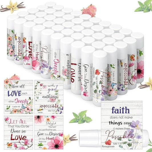 50 Pcs Bible Verse Lip Balm Employee