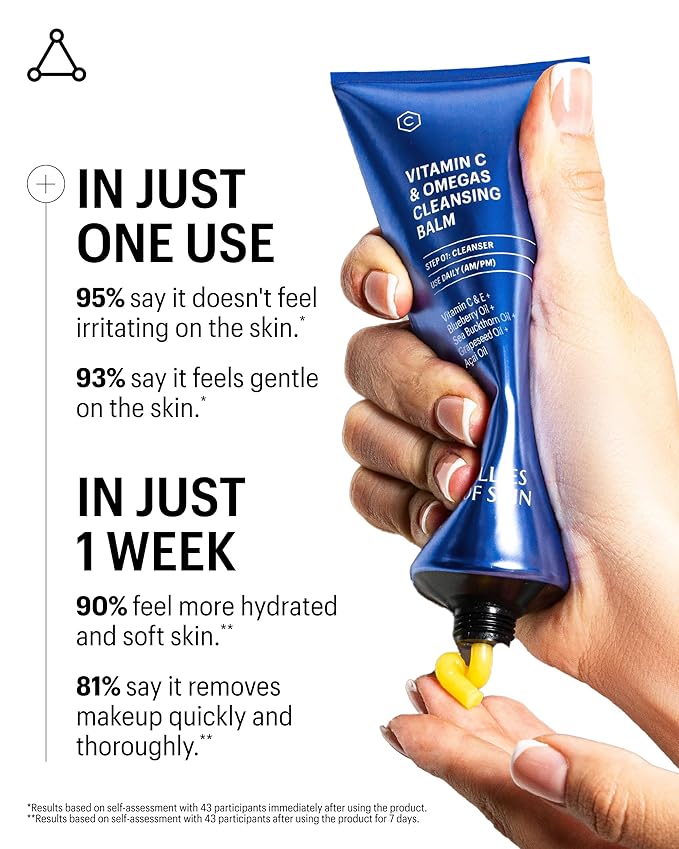 Allies of Skin Vitamin C & Omegas Cleansing Balm | Daily Makeup Remover to Dissolve Waterproof Mascara, SPF| Ophthalmologically Tested for Sensitive Eyes & Skin (3.4 Fl oz)