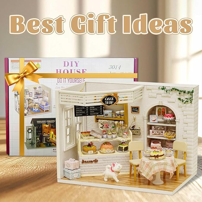 Kisoy Romantic and Cute Dollhouse Miniature DIY House Kit Creative Room Perfect DIY Gift for Friends,Lovers and Families (Cake Diary)