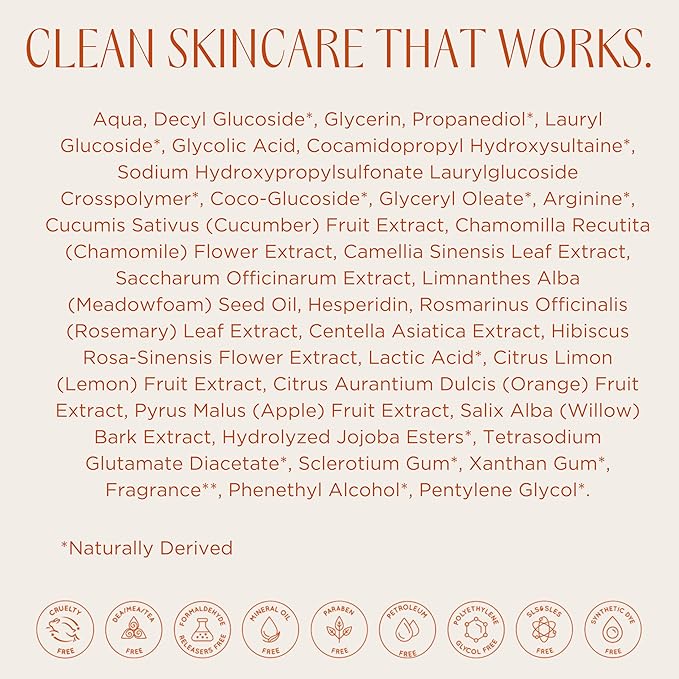 Glycolic Facial Cleanser - Wrinkle, Fine Line, Age Spot, Acne & Hyperpigmentation Exfoliating Face Wash - Clear Skin & Pores - Glycolic Acid, Organic Extract Blend & Arginine - InstaNatural - 6.7 oz