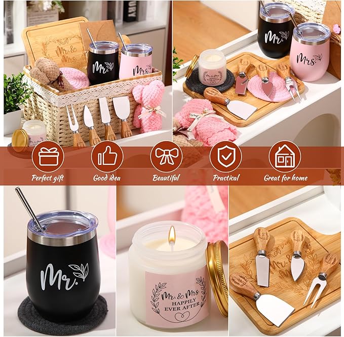 House Warming Gifts Basket 21 Pieces Housewarming Gift for New Apartment Closing Gifts for Buyers Couples Women Men New Homeowners Gift Ideas Set (Couple,Mr&mrs)