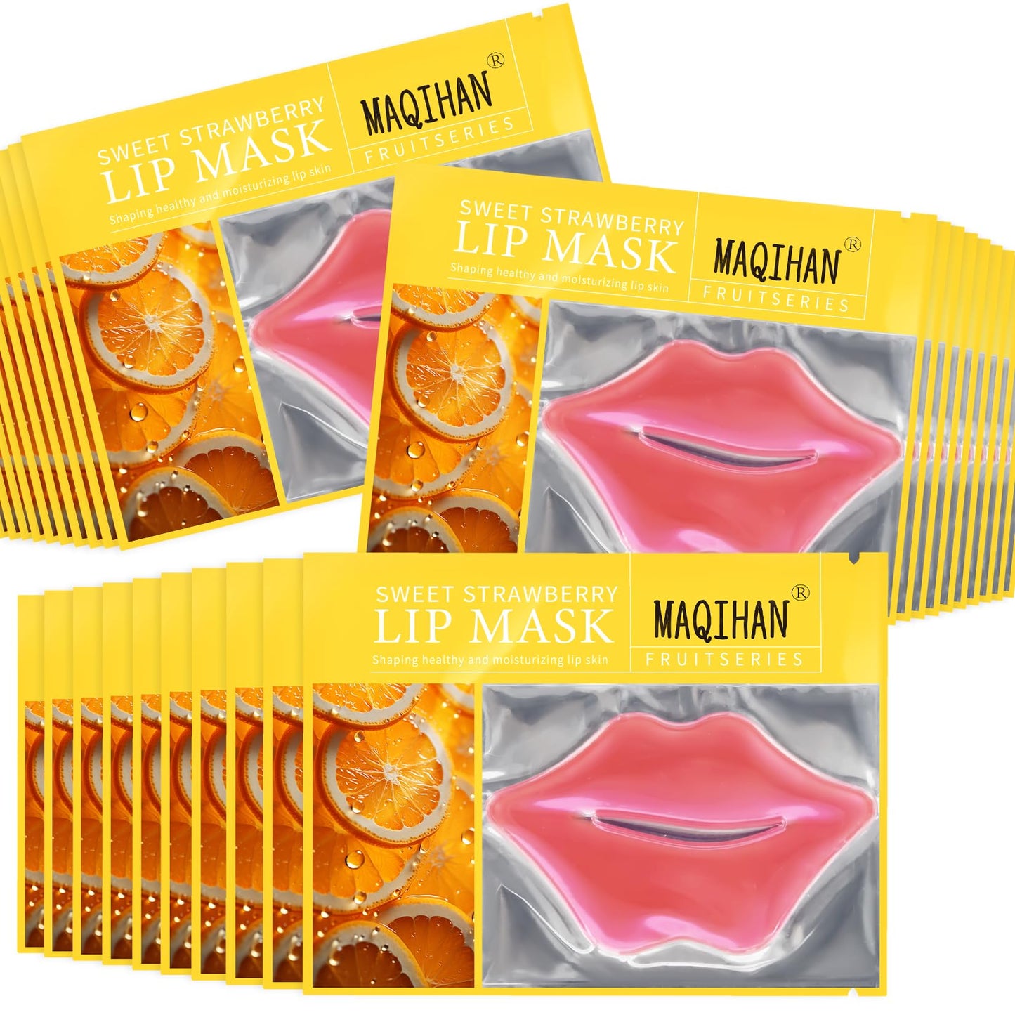 30PCS Moisturizing Lip Mask - Lip Patches for Spa Daily Labial Masks Skincare Hydrating to Reduce Wrinkles Dryness Anti-wrinkle Lightens (Orange)