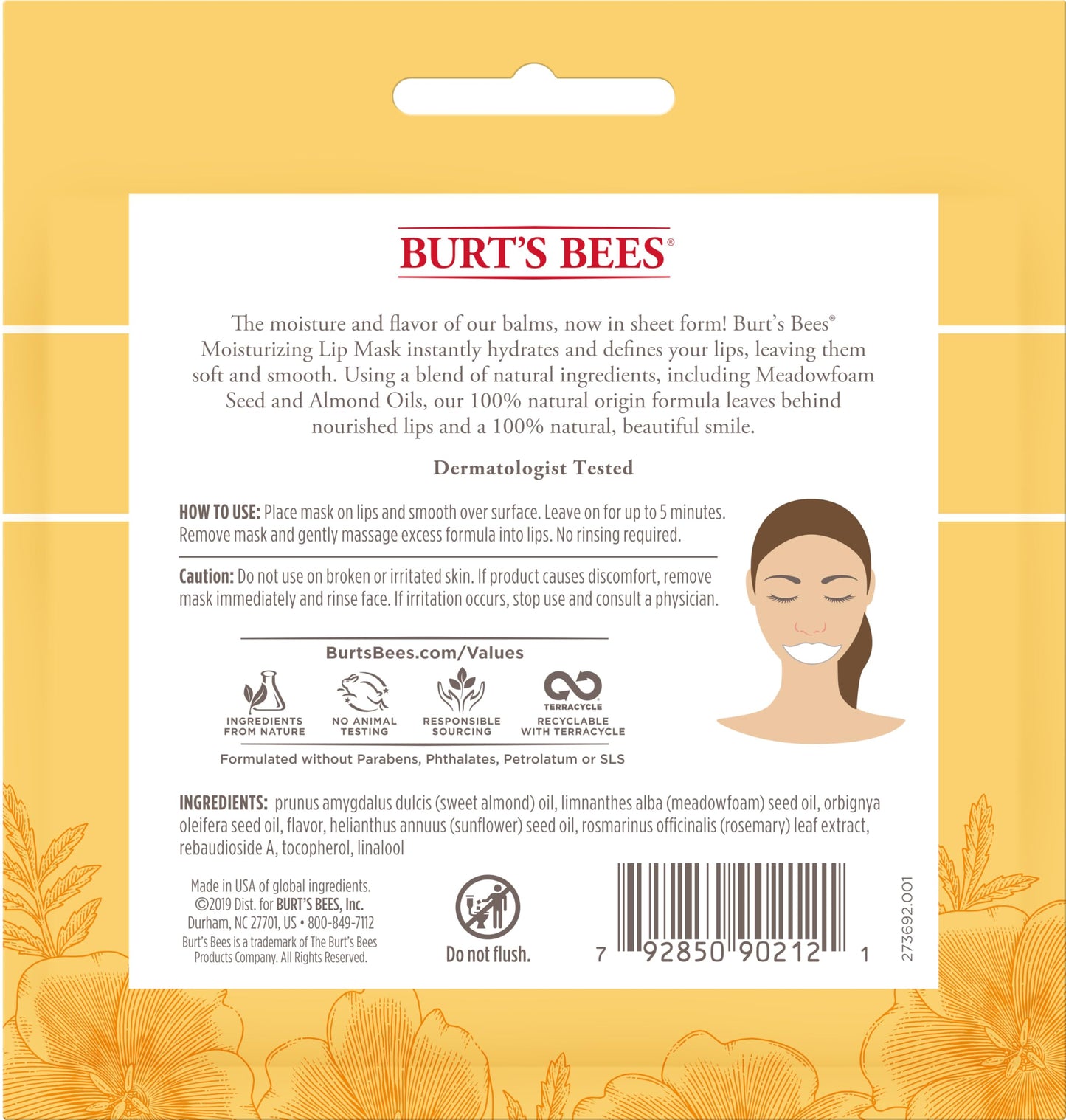 Burt's Bees 100% Natural Origin Moisturizing Lip Mask, Single Use Conditioning Lip Care , 1 Count (Package May Vary)