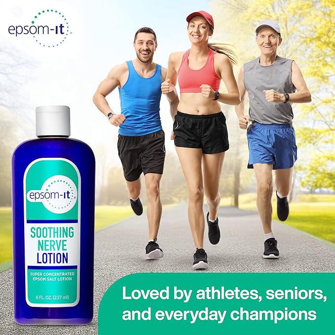 Epsom-It Soothing Nerve Lotion - Epsom Salt Magnesium Lotion, Topical Magnesium Cream with Capsaicin & Arnica to Provide Comfort for Legs, Knee and Feet, 8.0 oz., 4-Pack