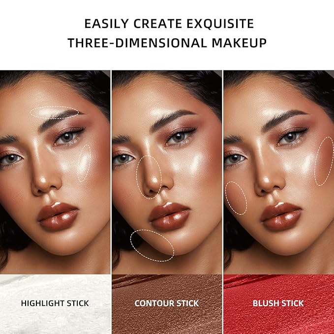 Contour Stick Makeup With Highlighter Blush Bronzer Makeup for Beginners