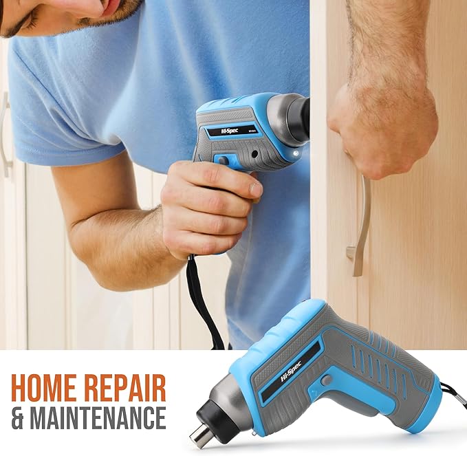 Hi-Spec 35pc Blue Tool Kit with 3.6V USB Electric Screwdriver and Drill set. Complete General Tool Set