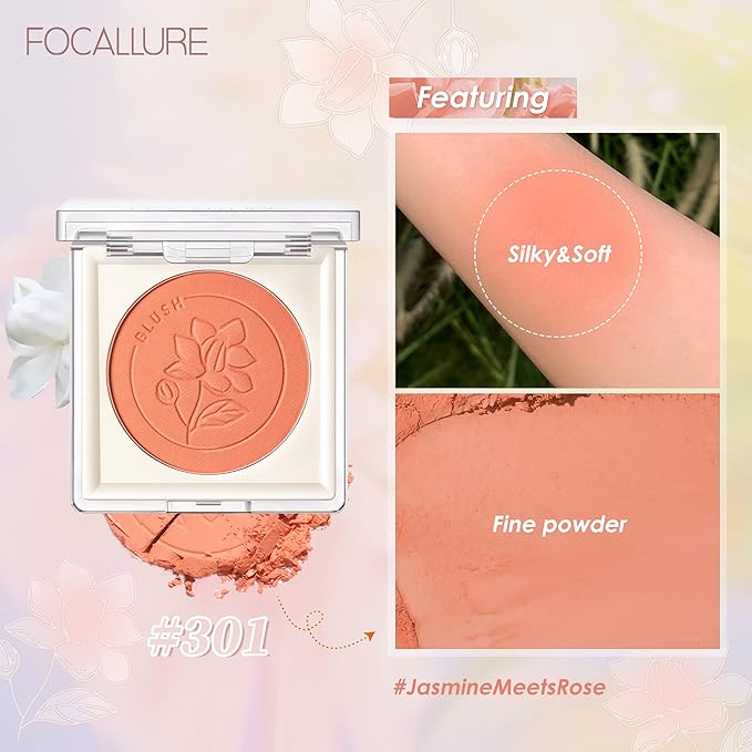 FOCALLURE Powder Palette Blush, Matte Mineral Blush Powder, Blendable, #502