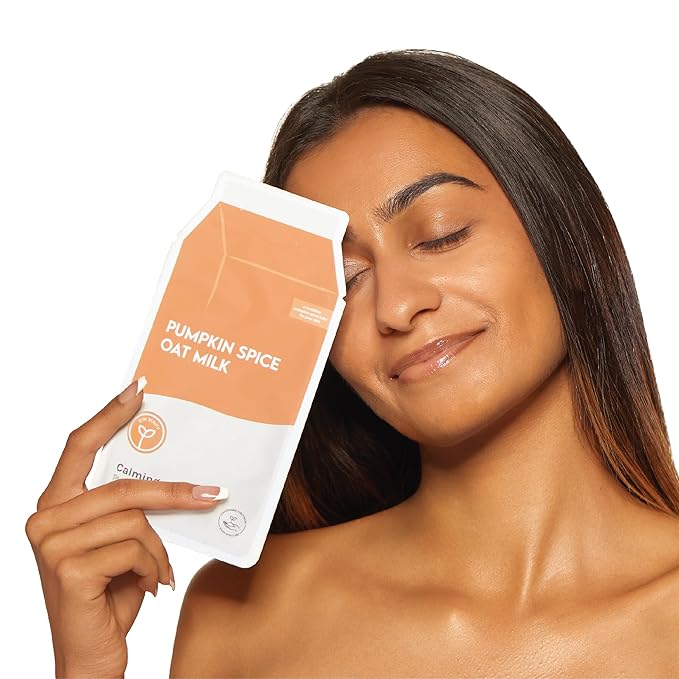 ESW Beauty Pumpkin Spice Oat Milk – Calming Plant-Based Milk Face Mask (6-Pack) – Pumpkin Extract for Dry, Sensitive Skin – Soothes, Reduces Oil & Fights Breakouts