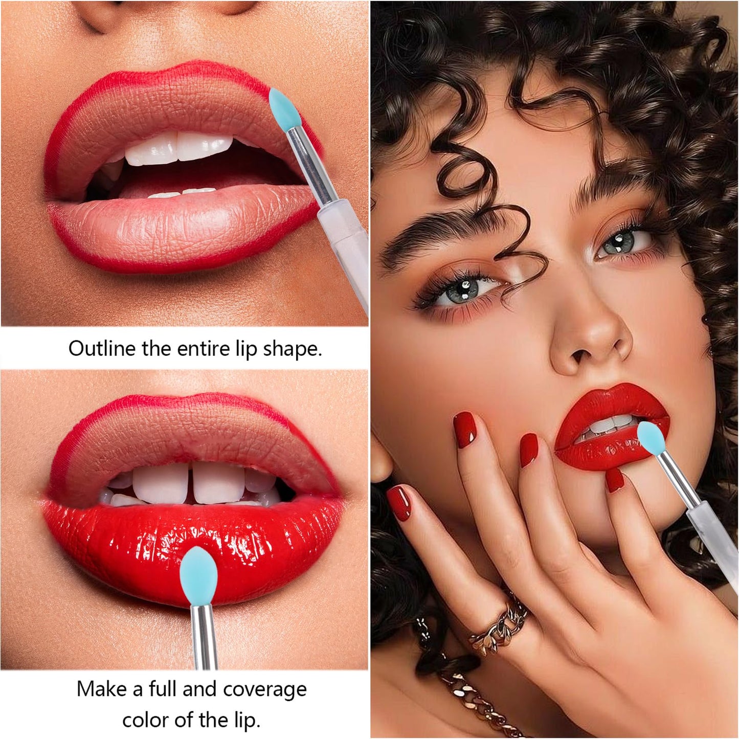 40Pcs Silicone Lip Brushes with Cap, Reusable Applicator Brushes for Eyeshadow, Lip Gloss Mask Cream